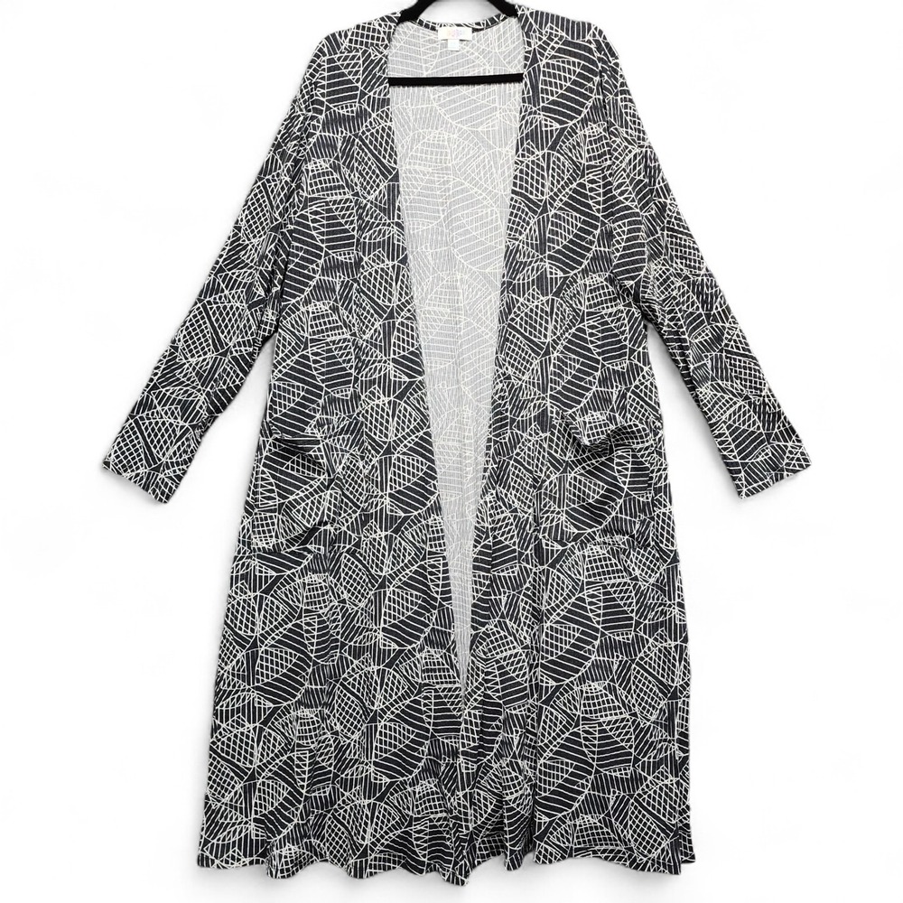 LuLaRoe Sarah Long Open‎ Duster Cardigan Womens 2XL Floral Print Pockets NEW
